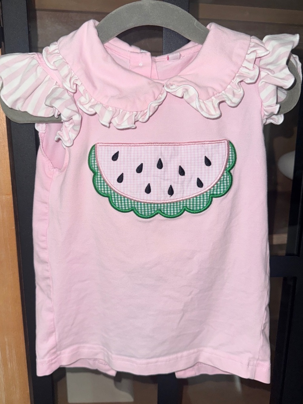 Stitchy Fish watermelon patch applique top tee ruffle embroidered toddler girl